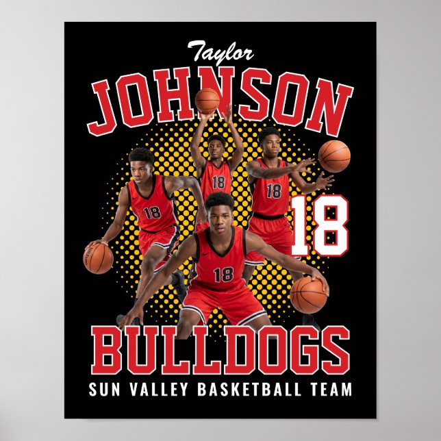 Basketball Player Custom Photo Retro Bootleg Red Poster (Front)