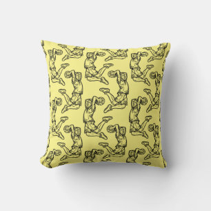 Basketball Player Doing Slam Dunk Dark Design Cushion
