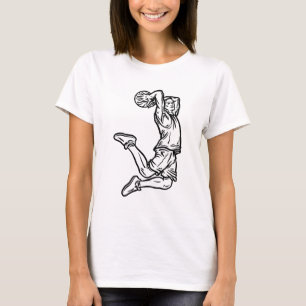 Basketball Player Doing Slam Dunk Dark Design T-Shirt
