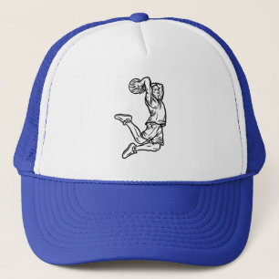 Basketball Player Doing Slam Dunk Dark Design Trucker Hat