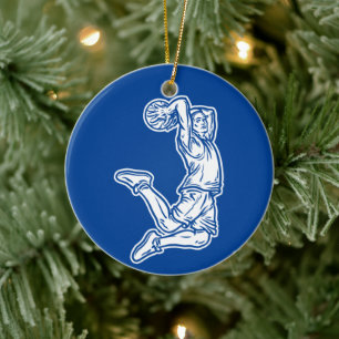 Basketball Player Doing Slam Dunk Light Design Ceramic Tree Decoration