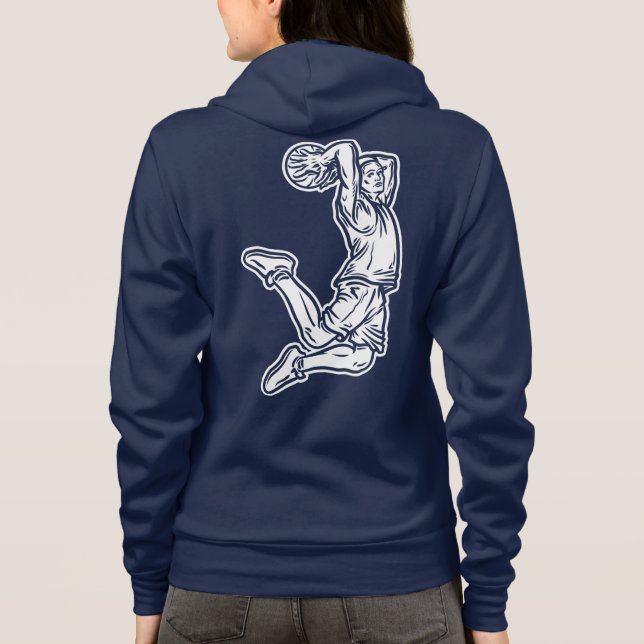 Basketball Player Doing Slam Dunk Light Design Hoodie (Back)