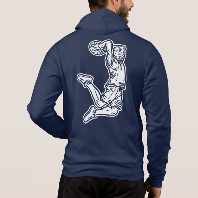 Basketball Player Doing Slam Dunk Light Design Hoodie (Back)
