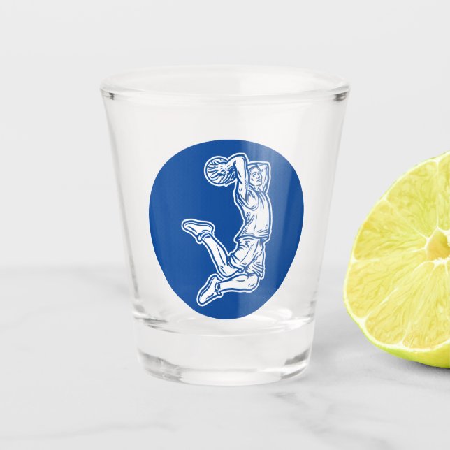Basketball Player Doing Slam Dunk Light Design Shot Glass (Front)