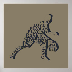 Basketball player dribbling poster