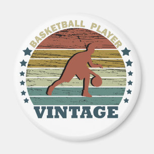 Basketball player dribbling vintage retro sunset magnet