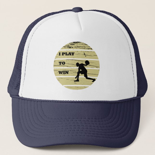 Basketball player dribbling vintage retro sunset trucker hat (Front)