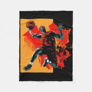 Basketball Player Dunking Basket Fleece Blanket