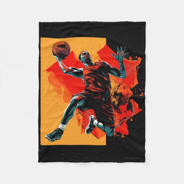 Basketball Player Dunking Basket  Fleece Blanket (Front)
