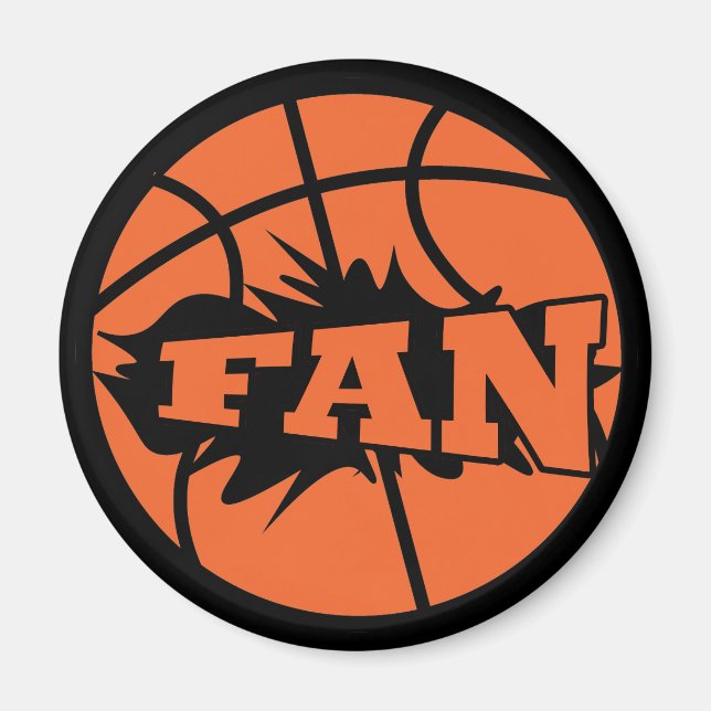 Basketball player fan orange ball magnet (Front)