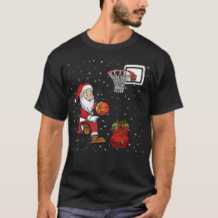 Basketball Player Gift Christmas Santa Claus Baske T-Shirt