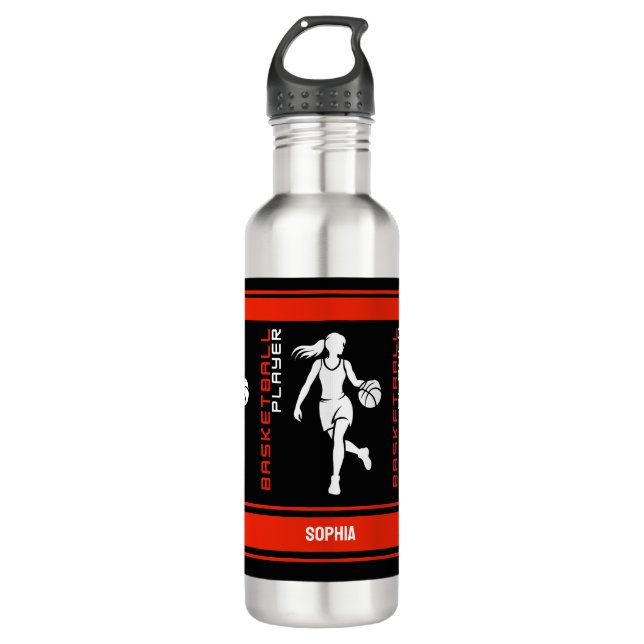 Basketball Player Girl, Basketball Girl Birthday 710 Ml Water Bottle (Front)