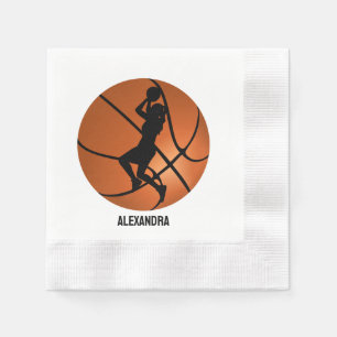 Basketball Player Girl, Basketball Girl Birthday Napkin