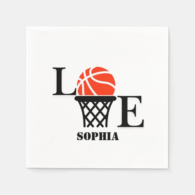 Basketball Player Girl, Basketball Girl  Birthday Napkin (Front)