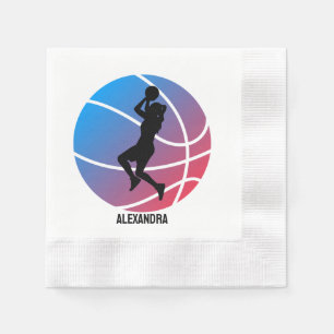 Basketball Player Girl, Basketball Girl Birthday Napkin
