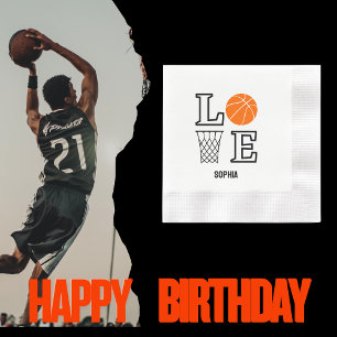 Basketball Player Girl, Basketball Girl Birthday Napkin