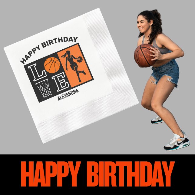 Basketball Player Girl, Basketball Girl  Birthday Napkin (Creator Uploaded)