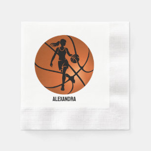 Basketball Player Girl, Basketball Girl  Birthday Napkin