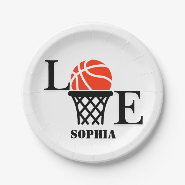 Basketball Player Girl, Basketball Girl  Birthday Paper Plate (Front)