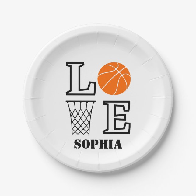 Basketball Player Girl, Basketball Girl  Birthday Paper Plate (Front)