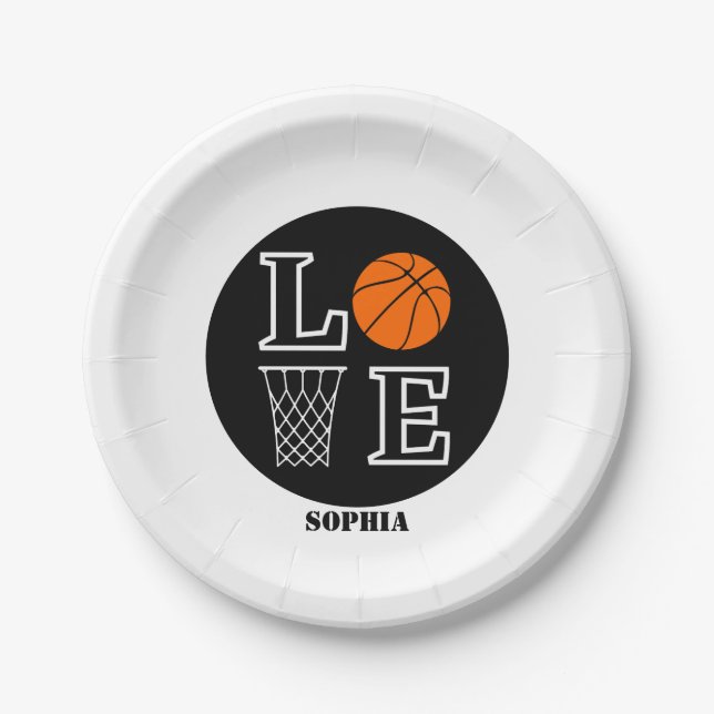 Basketball Player Girl, Basketball Girl  Birthday Paper Plate (Front)