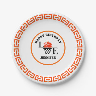 Basketball Player Girl, Basketball Girl Birthday Paper Plate