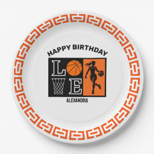 Basketball Player Girl, Basketball Girl Birthday Paper Plate