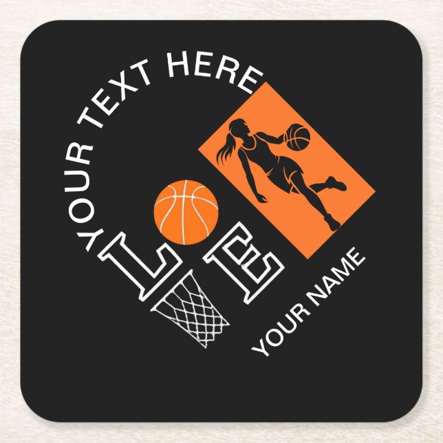 Basketball Player Girl, Basketball Girl  Birthday Square Paper Coaster (Front)