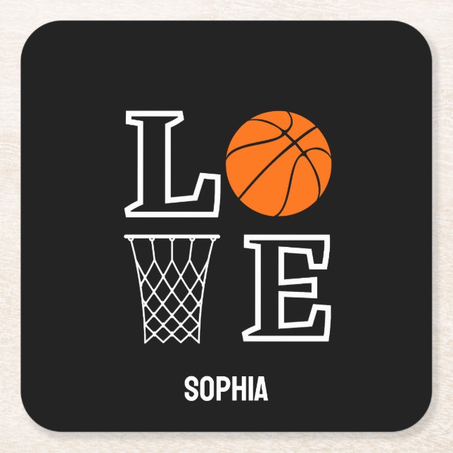 Basketball Player Girl, Basketball Girl  Birthday Square Paper Coaster (Front)