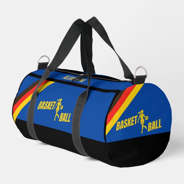Basketball Player Girl, Birthday, German Flag Duffle Bag (Left Corner)