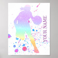 Basketball Player Girl Coach Gradient Team Court