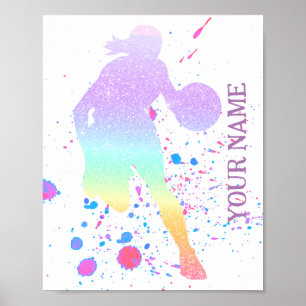 Basketball Player Girl Coach Gradient Team Court  Poster