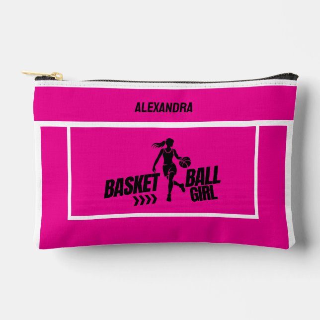 Basketball Player Girl, Team, Birthday Gift Accessory Pouch (Front)