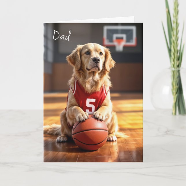 Basketball Player Golden Retriever For Dad Card (Front)