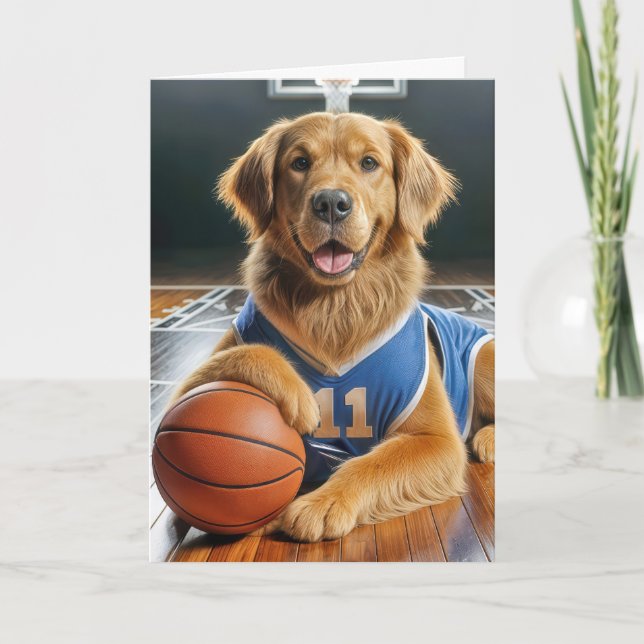 Basketball Player Golden Retriever For Dad Card (Front)