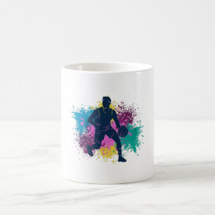 Basketball Player Grungy Colour Splashes Coffee Mug
