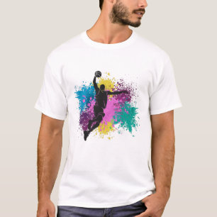 Basketball Player Grungy Colour Splashes T-Shirt