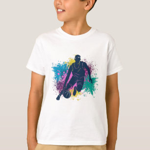 Basketball Player Grungy Colour Splashes T-Shirt