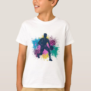 Basketball Player Grungy Colour Splashes T-Shirt
