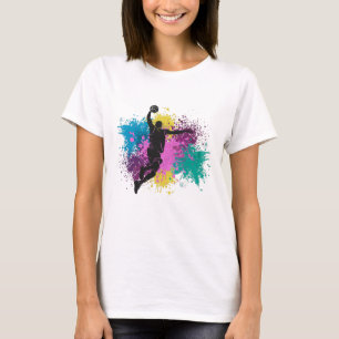 Basketball Player Grungy Colour Splashes T-Shirt