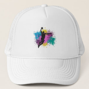 Basketball Player Grungy Colour Splashes Trucker Hat