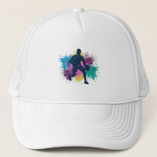 Basketball Player Grungy Colour Splashes Trucker Hat