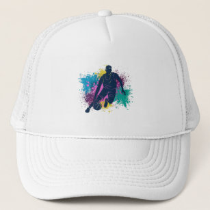 Basketball Player Grungy Colour Splashes Trucker Hat