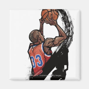 Basketball player holding ball magnet