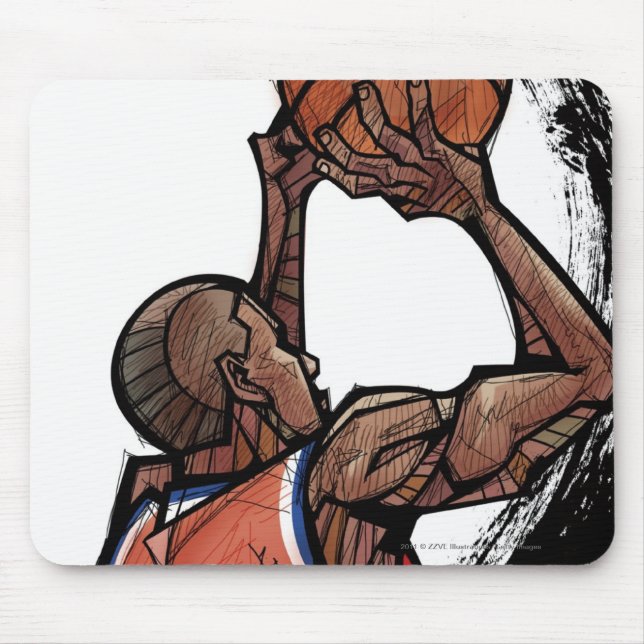 Basketball player holding ball mouse mat (Front)
