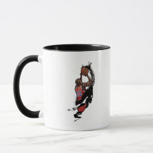 Basketball player holding ball mug