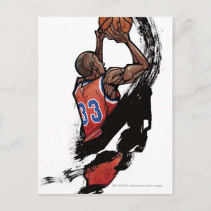 Basketball player holding ball postcard