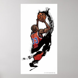 Basketball player holding ball poster