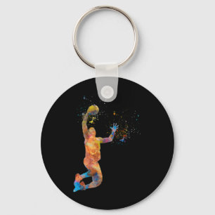Basketball Player In Watercolor Playing Key Ring