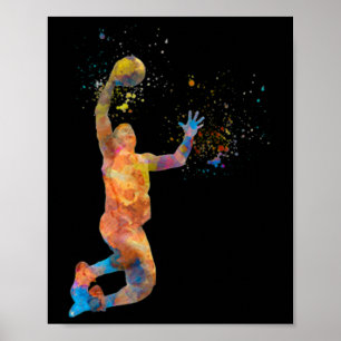 Basketball Player In Watercolor Playing Poster